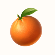 Orange with a green leaf